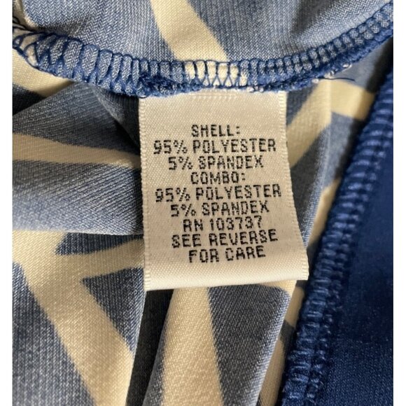 Donna Morgan Womens Size 16 Blue & Tan Chevron Dress With Belt - Picture 9 of 9